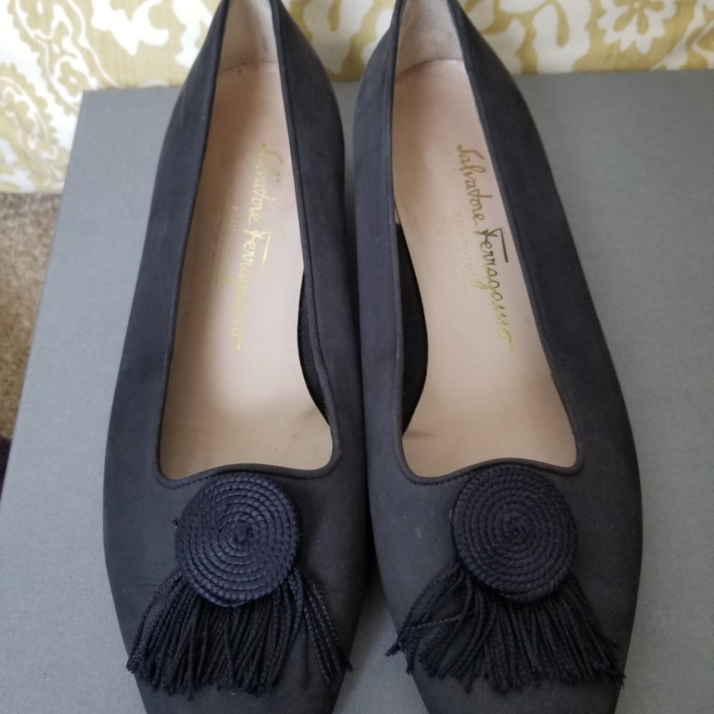 Navy Feragamo Loafers